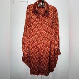 Gabrielle Union Oversized Blouse or Shirt Dress XL Red Satin